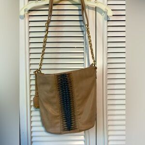 Dolce Vita Tan Cross Body Purse Gold Hardware